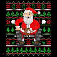 Xmas Ugly Sweater Style Santa Playing Baseball Christmas Mousepad thumb 1