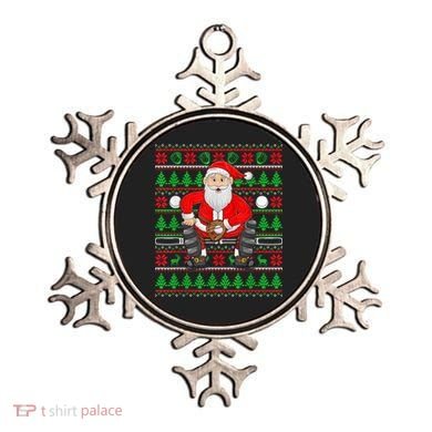 Xmas Ugly Sweater Style Santa Playing Baseball Christmas Ornament