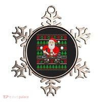 Xmas Ugly Sweater Style Santa Playing Baseball Christmas Ornament thumb 0
