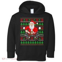 Xmas Ugly Sweater Style Santa Playing Baseball Christmas Toddler Hoodie thumb 0