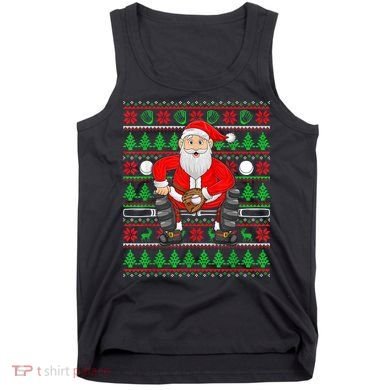 Xmas Ugly Sweater Style Santa Playing Baseball Christmas Tank Top