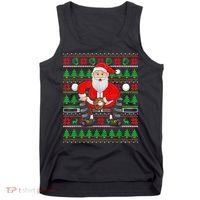 Xmas Ugly Sweater Style Santa Playing Baseball Christmas Tank Top thumb 0