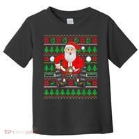 Xmas Ugly Sweater Style Santa Playing Baseball Christmas Toddler T-Shirt thumb 0