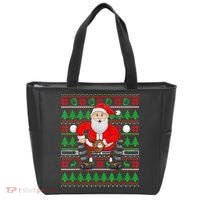 Xmas Ugly Sweater Style Santa Playing Baseball Christmas Tote Bag thumb 0