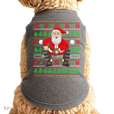 Xmas Ugly Sweater Style Santa Playing Baseball Christmas Doggie Tank
