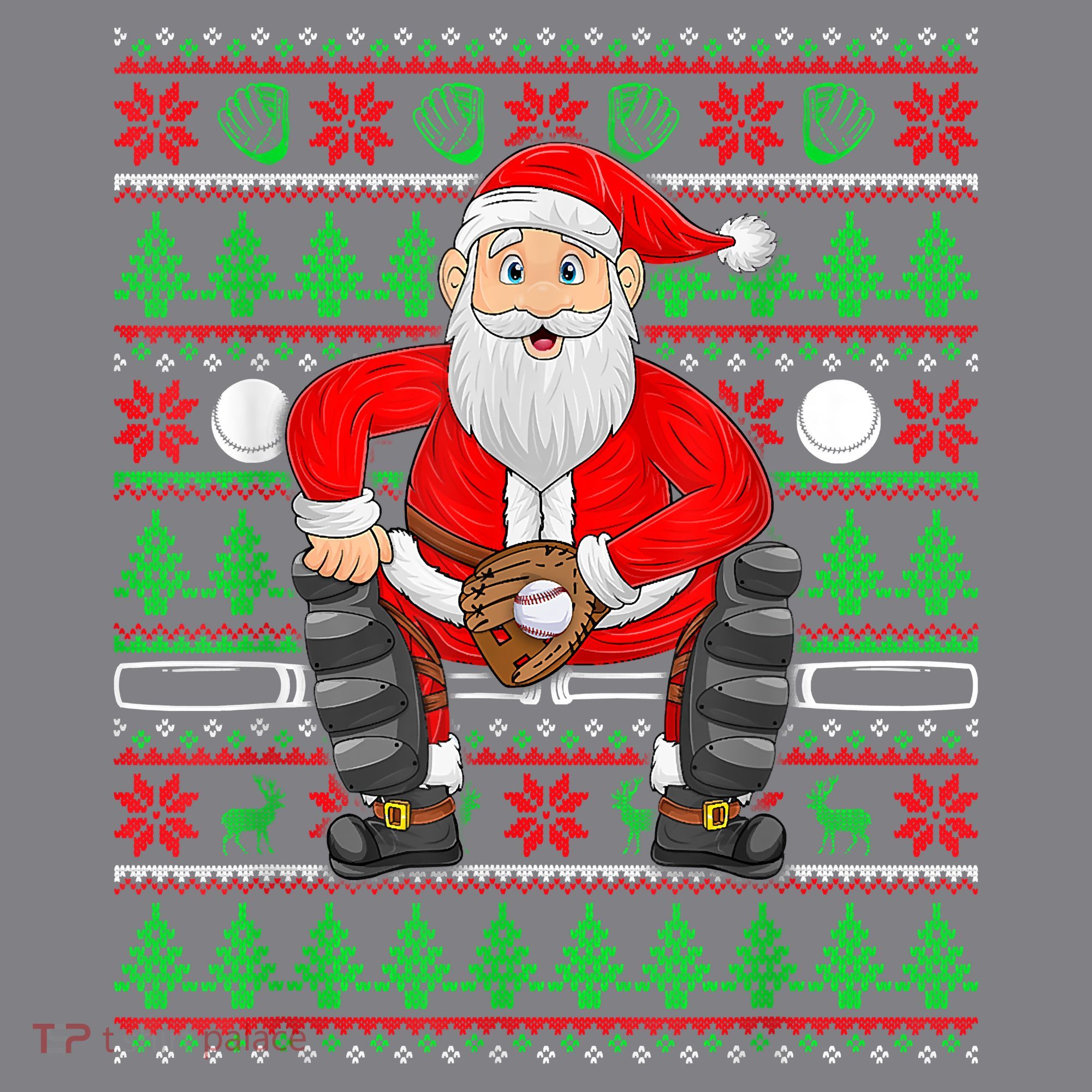 Xmas Ugly Sweater Style Santa Playing Baseball Christmas Women's Hoodie