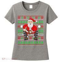 Xmas Ugly Sweater Style Santa Playing Baseball Christmas Women's T-Shirt thumb 0