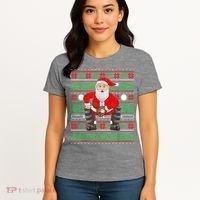 Xmas Ugly Sweater Style Santa Playing Baseball Christmas Women's T-Shirt thumb 4