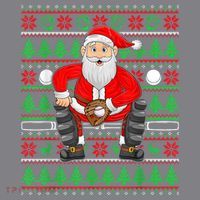 Xmas Ugly Sweater Style Santa Playing Baseball Christmas Women's T-Shirt thumb 6