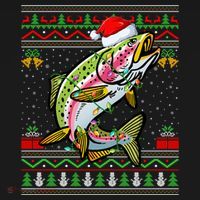 Xmas Ugly Sweater Style Santa Rainbow Trout Fish Christmas Meaningful Gift Women's Hoodie thumb 2
