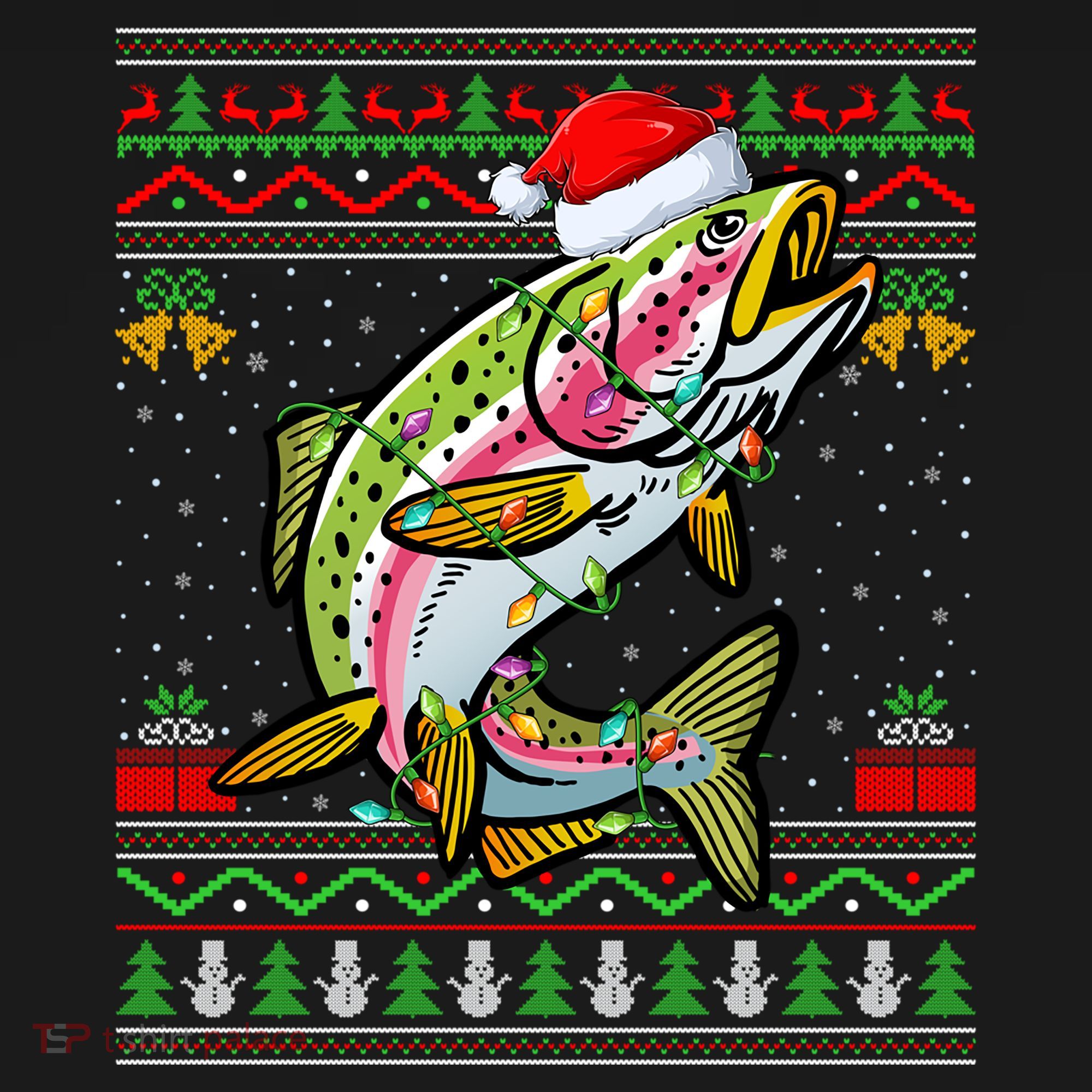 Xmas Ugly Sweater Style Santa Rainbow Trout Fish Christmas Meaningful Gift Women's Hoodie