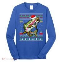 Xmas Ugly Sweater Style Santa Rainbow Trout Fish Christmas Meaningful Gift Long Sleeve Shirt thumb 0