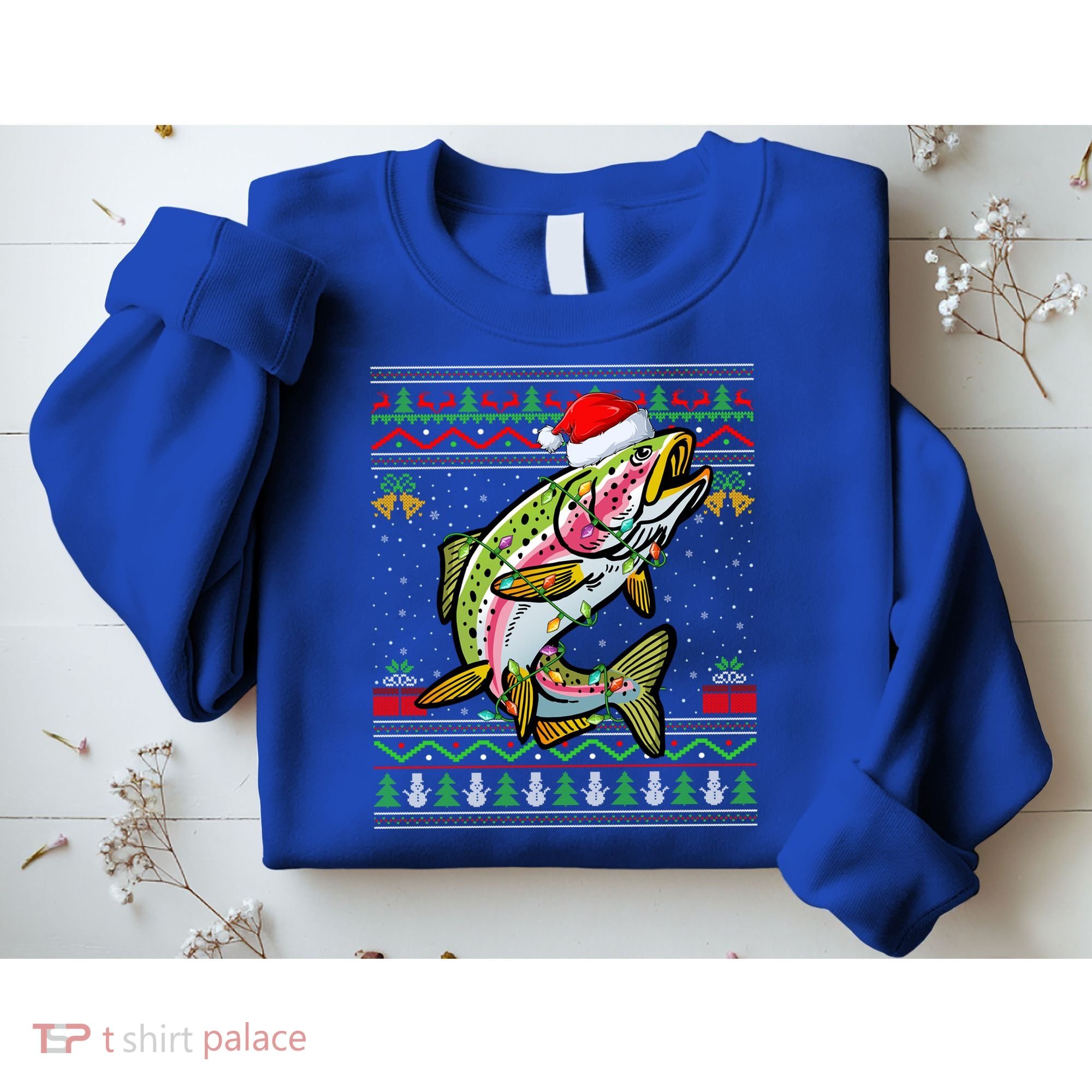 Xmas Ugly Sweater Style Santa Rainbow Trout Fish Christmas Meaningful Gift Sweatshirt