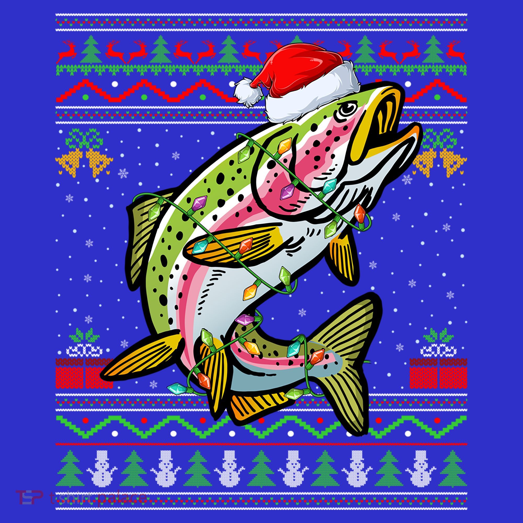 Xmas Ugly Sweater Style Santa Rainbow Trout Fish Christmas Meaningful Gift Sweatshirt