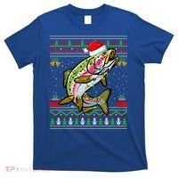Xmas Ugly Sweater Style Santa Rainbow Trout Fish Christmas Meaningful Gift T-Shirt thumb 0
