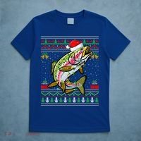 Xmas Ugly Sweater Style Santa Rainbow Trout Fish Christmas Meaningful Gift T-Shirt thumb 5