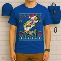 Xmas Ugly Sweater Style Santa Rainbow Trout Fish Christmas Meaningful Gift T-Shirt thumb 6