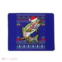 Xmas Ugly Sweater Style Santa Rainbow Trout Fish Christmas Meaningful Gift Mousepad thumb 0