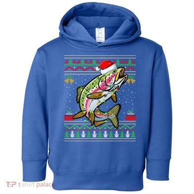 Xmas Ugly Sweater Style Santa Rainbow Trout Fish Christmas Meaningful Gift Toddler Hoodie