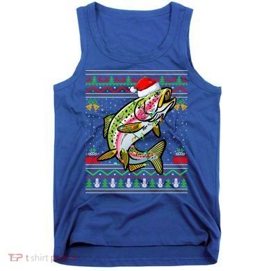 Xmas Ugly Sweater Style Santa Rainbow Trout Fish Christmas Meaningful Gift Tank Top