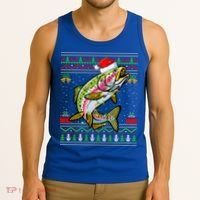 Xmas Ugly Sweater Style Santa Rainbow Trout Fish Christmas Meaningful Gift Tank Top thumb 3