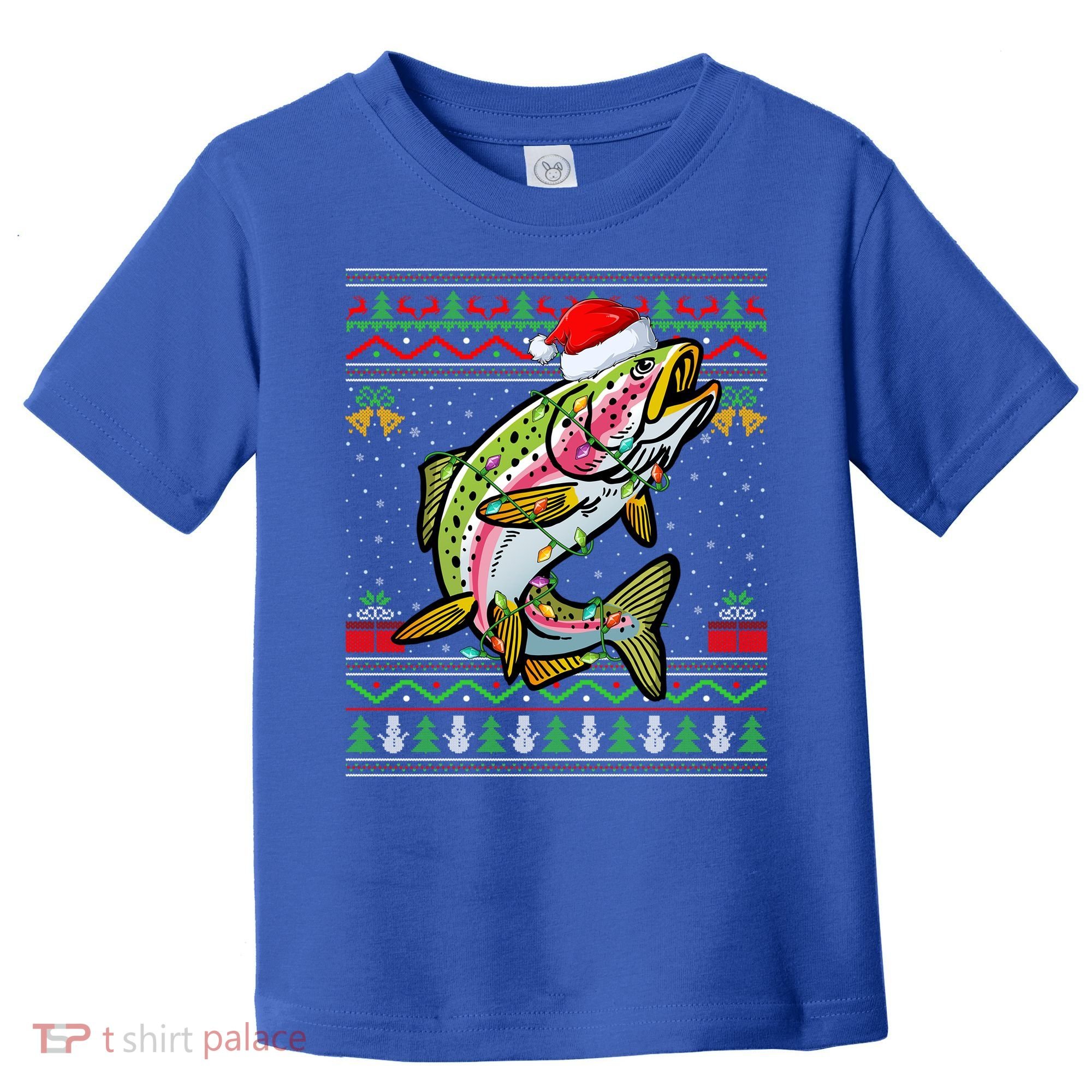 Xmas Ugly Sweater Style Santa Rainbow Trout Fish Christmas Meaningful Gift Toddler T-Shirt
