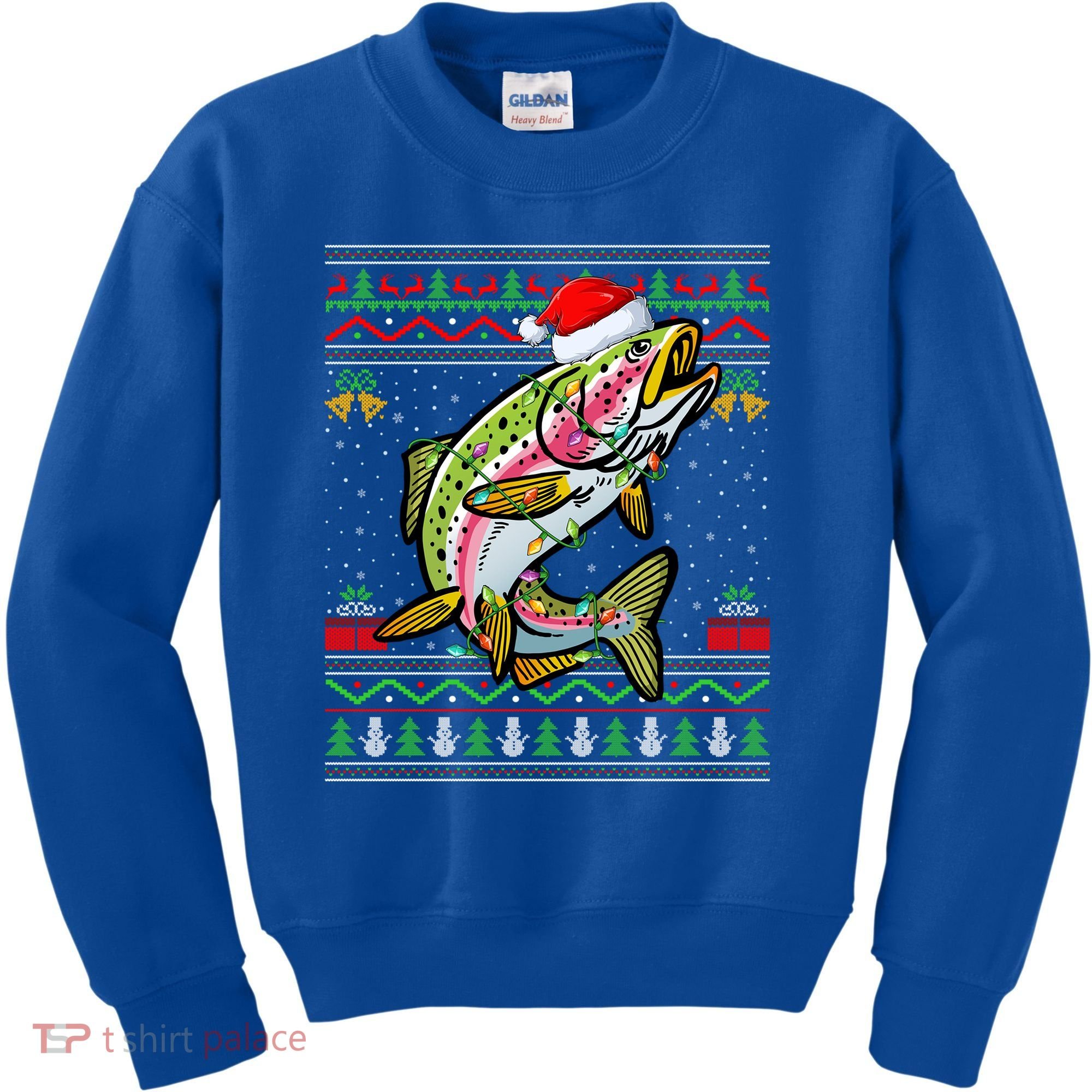 Xmas Ugly Sweater Style Santa Rainbow Trout Fish Christmas Meaningful Gift Kids Sweatshirt