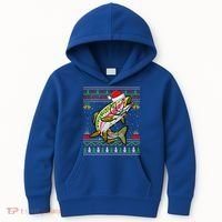 Xmas Ugly Sweater Style Santa Rainbow Trout Fish Christmas Meaningful Gift Kids Hoodie thumb 0