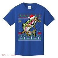 Xmas Ugly Sweater Style Santa Rainbow Trout Fish Christmas Meaningful Gift Kids T-Shirt thumb 0