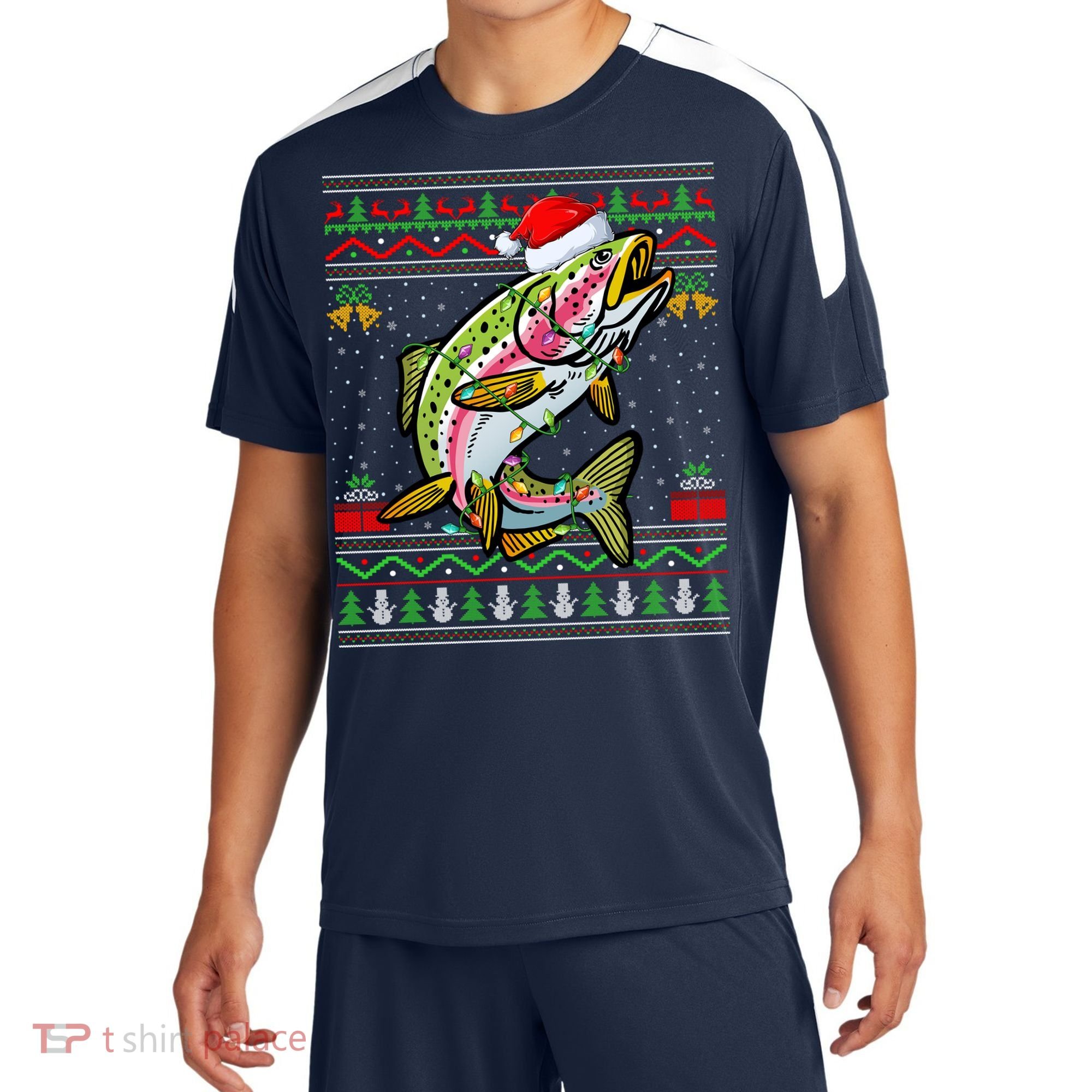 Xmas Ugly Sweater Style Santa Rainbow Trout Fish Christmas Meaningful Gift Sport-Tek Competitor United Soccer Jersey