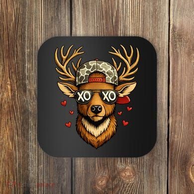 XOXO Valentine Buck Camo Deer Hunting Coaster