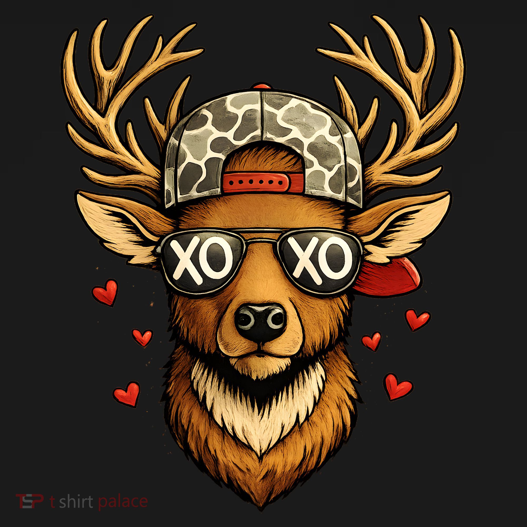 XOXO Valentine Buck Camo Deer Hunting Baby Bodysuit