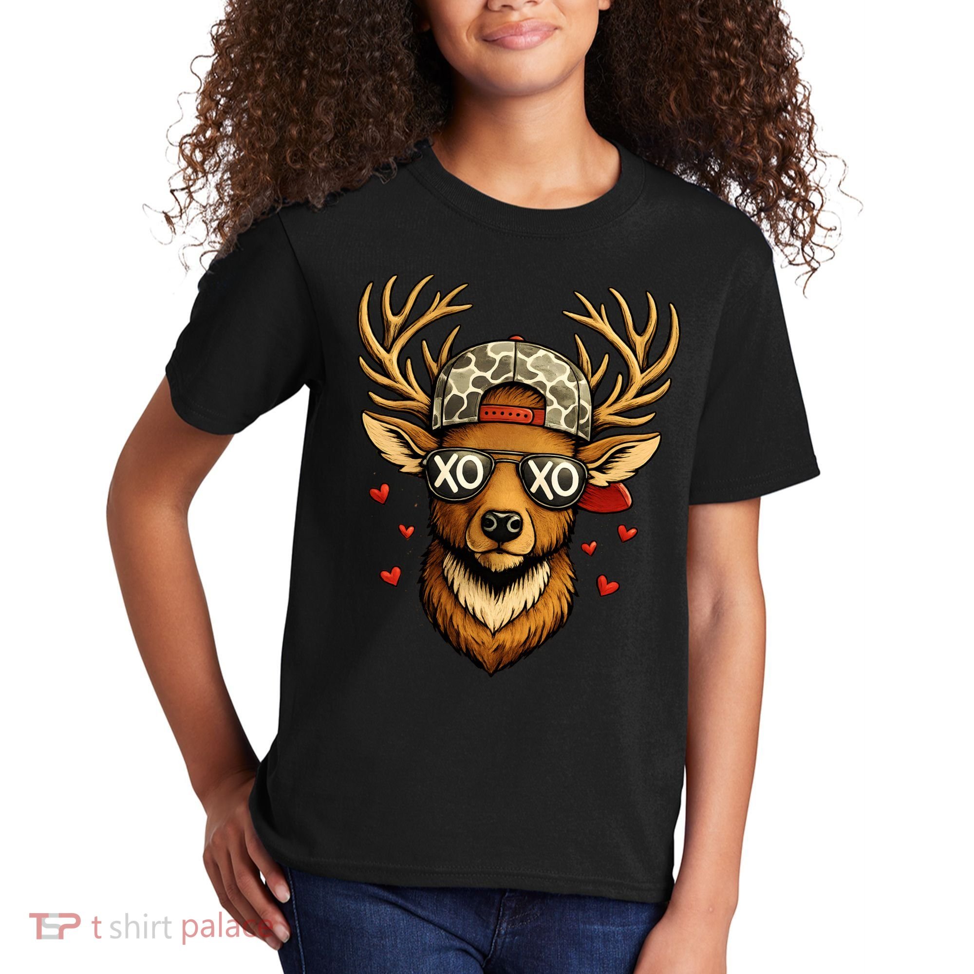 XOXO Valentine Buck Camo Deer Hunting Kids T-Shirt