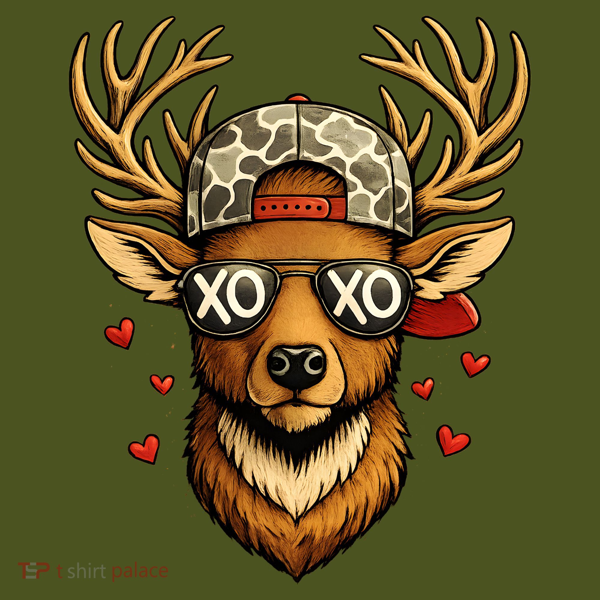 XOXO Valentine Buck Camo Deer Hunting Kids Hoodie