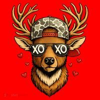 XOXO Valentine Buck Camo Deer Hunting Santa Hat thumb 1