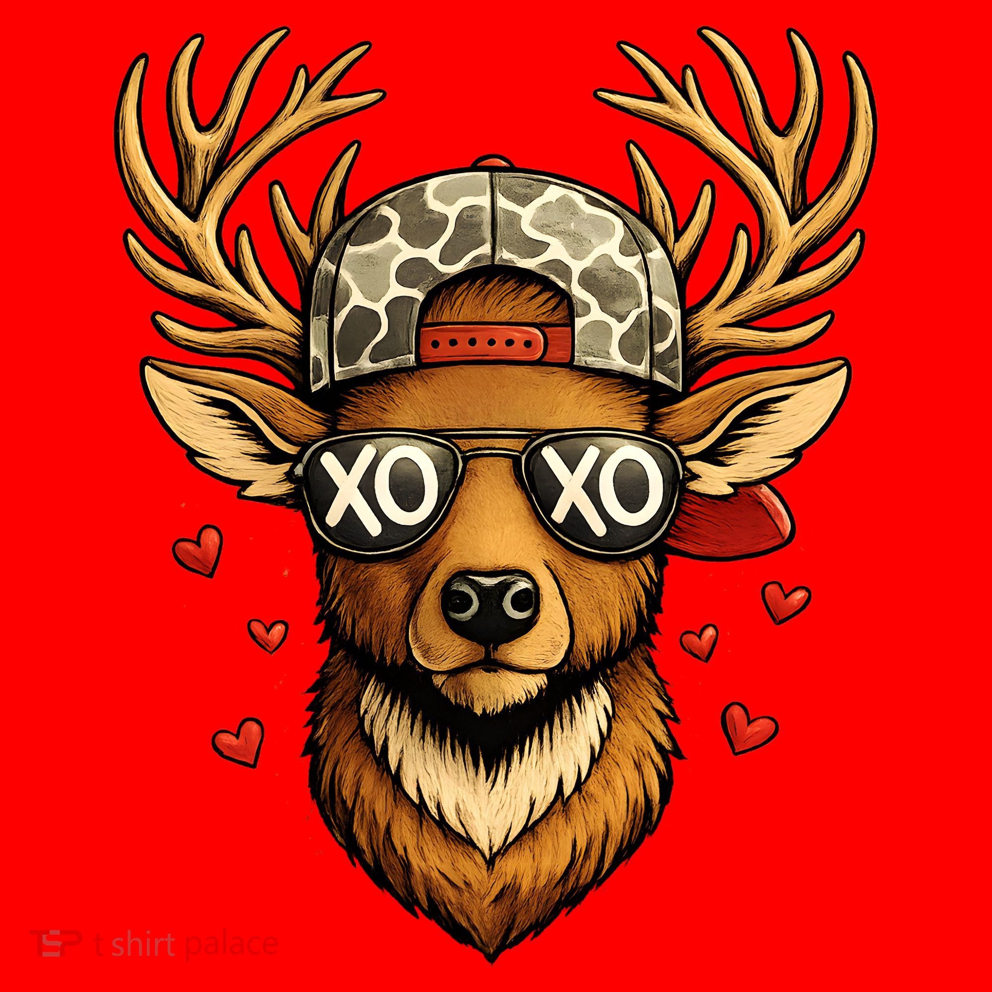 XOXO Valentine Buck Camo Deer Hunting Santa Hat