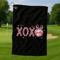Xoxo Valentines Day Retro Golf Towel thumb 1