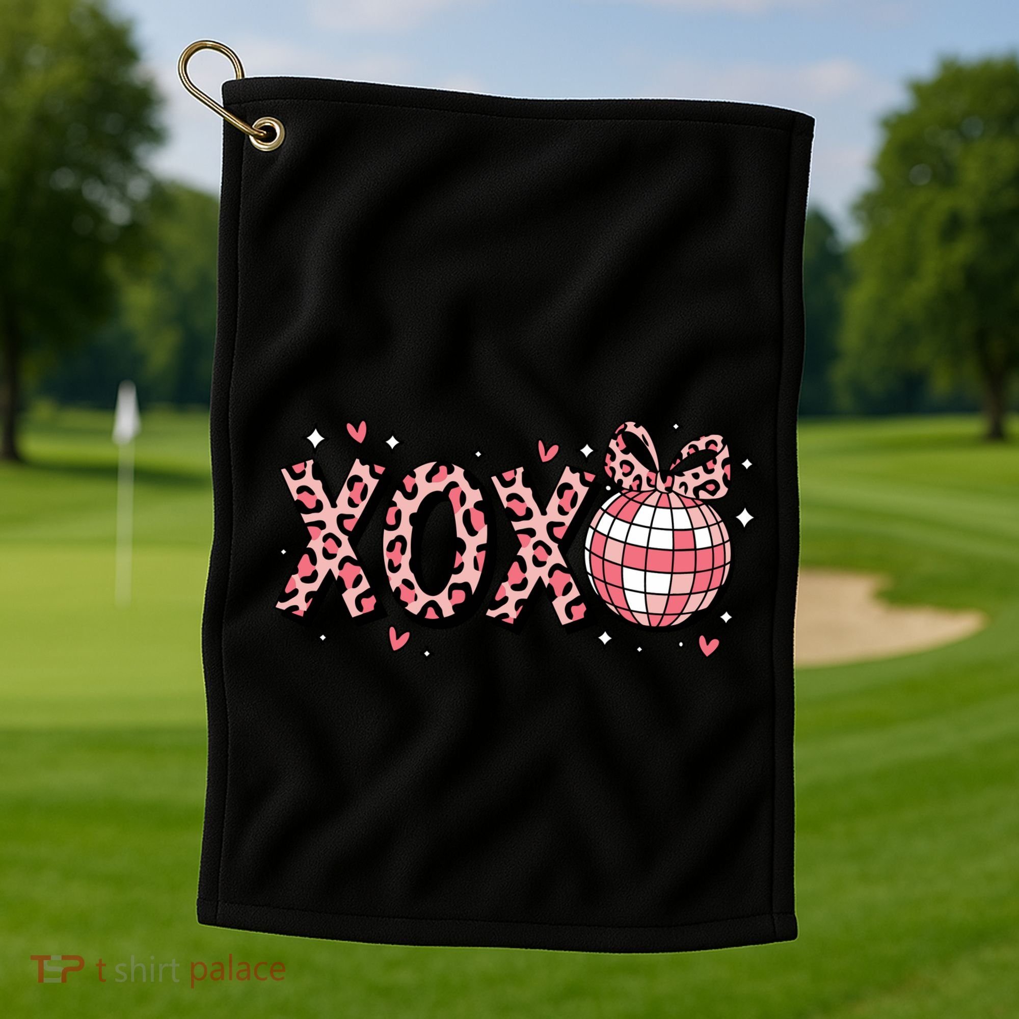 Xoxo Valentines Day Retro Golf Towel