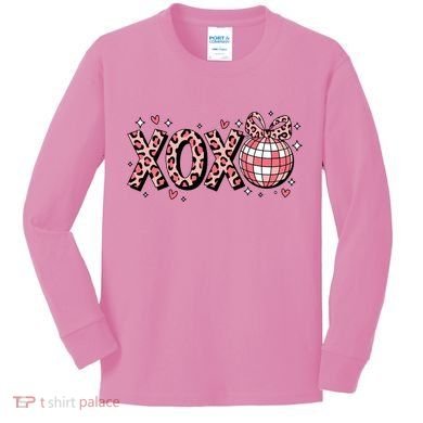 Xoxo Valentines Day Retro Kids Long Sleeve Shirt