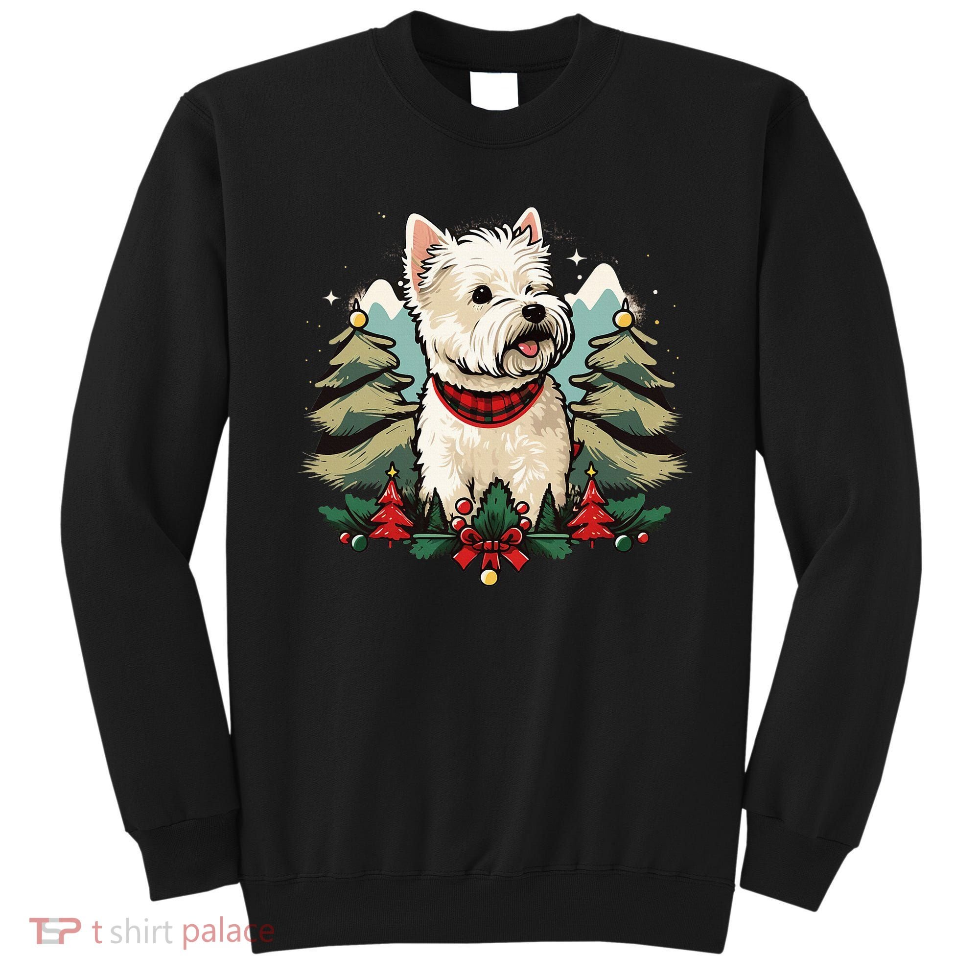 Xmas West Highland White Terrier Santa on Christmas Westie Sweatshirt