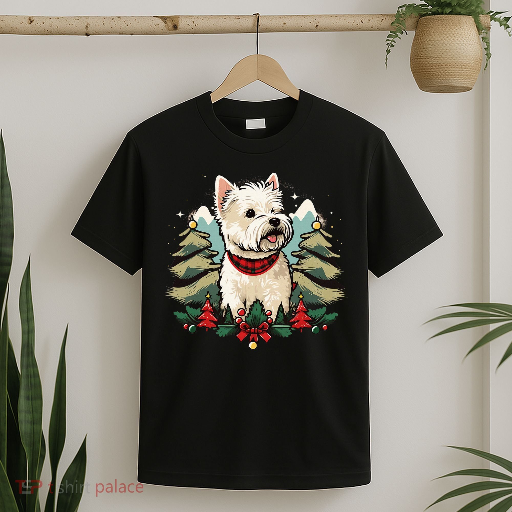Xmas West Highland White Terrier Santa on Christmas Westie T-Shirt