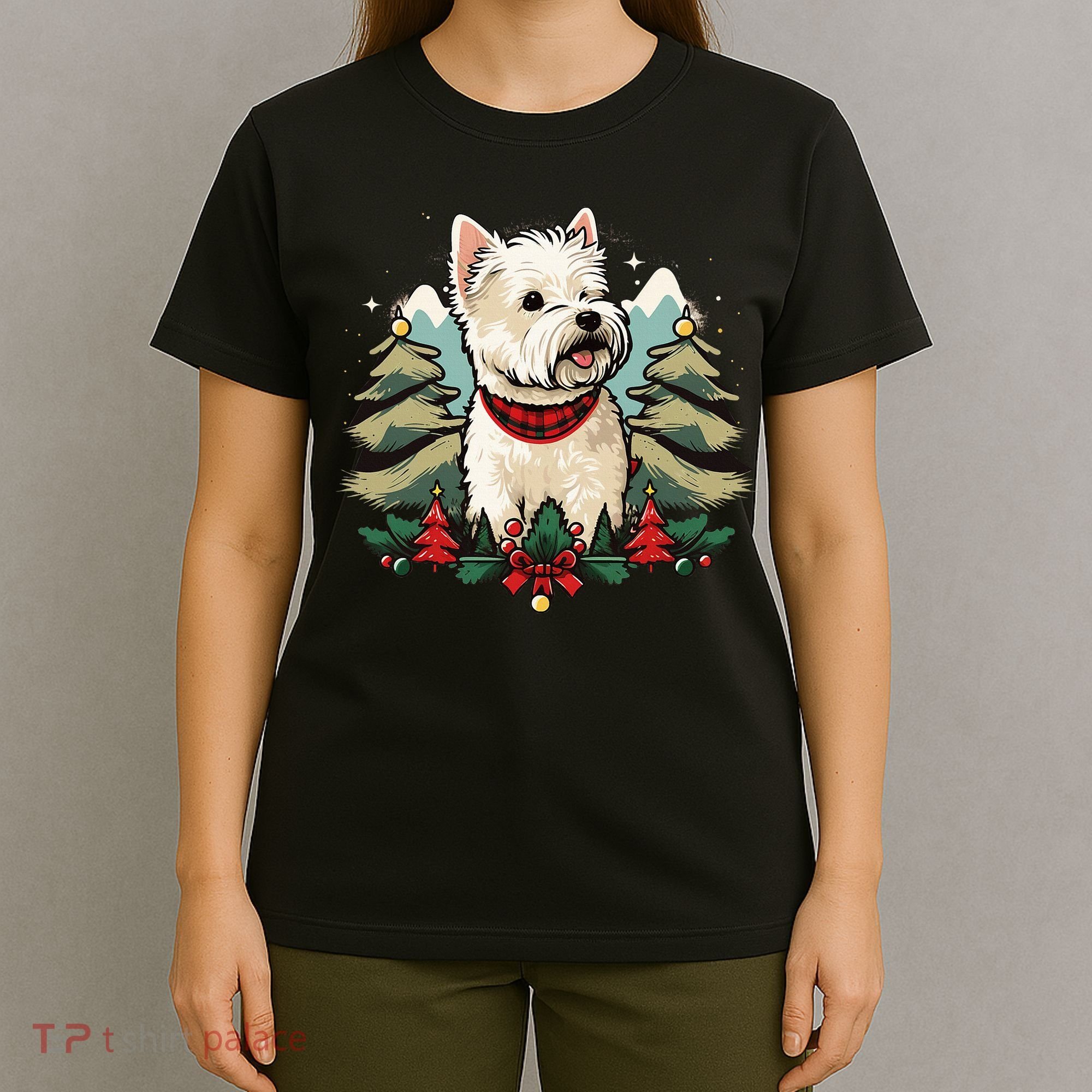 Xmas West Highland White Terrier Santa on Christmas Westie T-Shirt