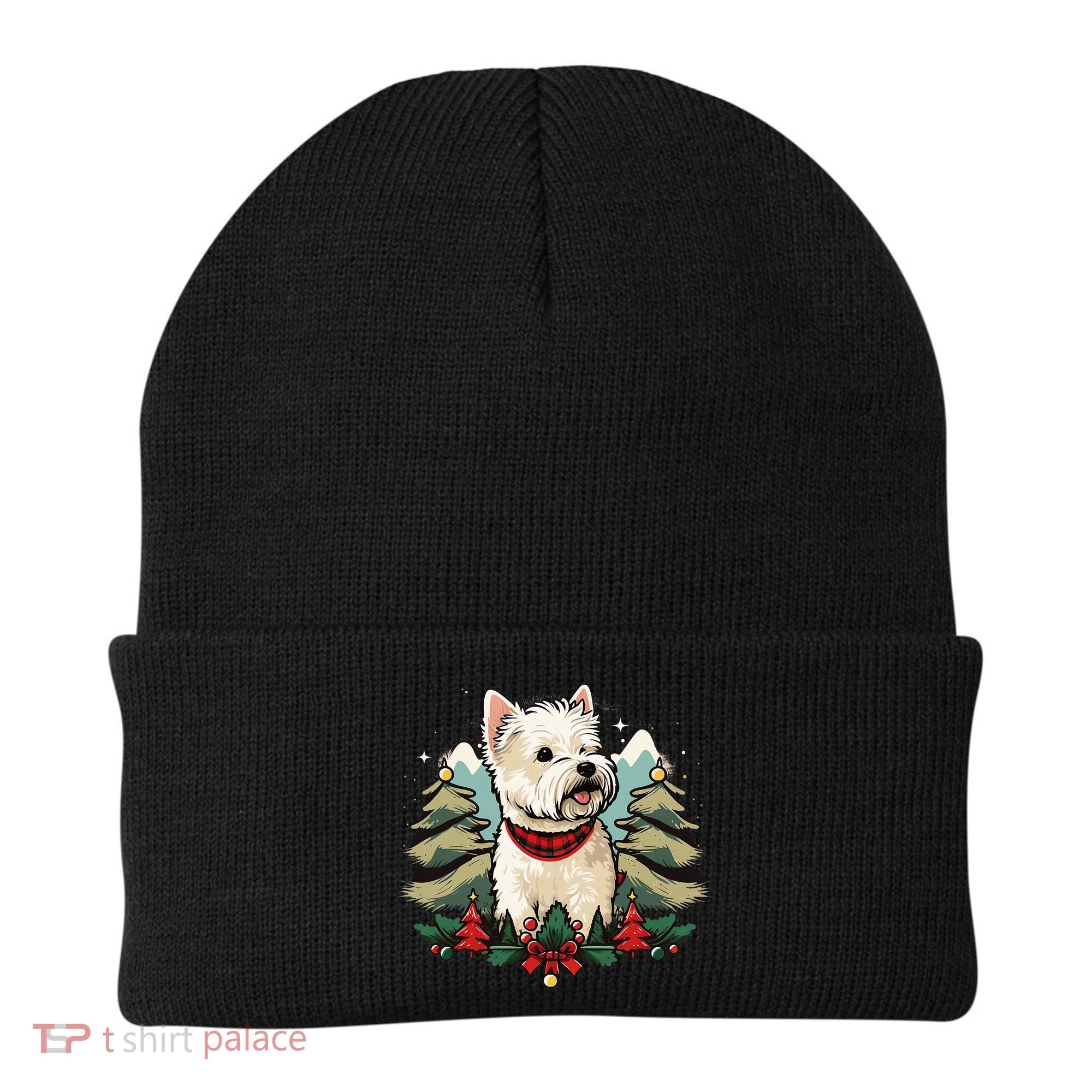 Xmas West Highland White Terrier Santa on Christmas Westie Beanie