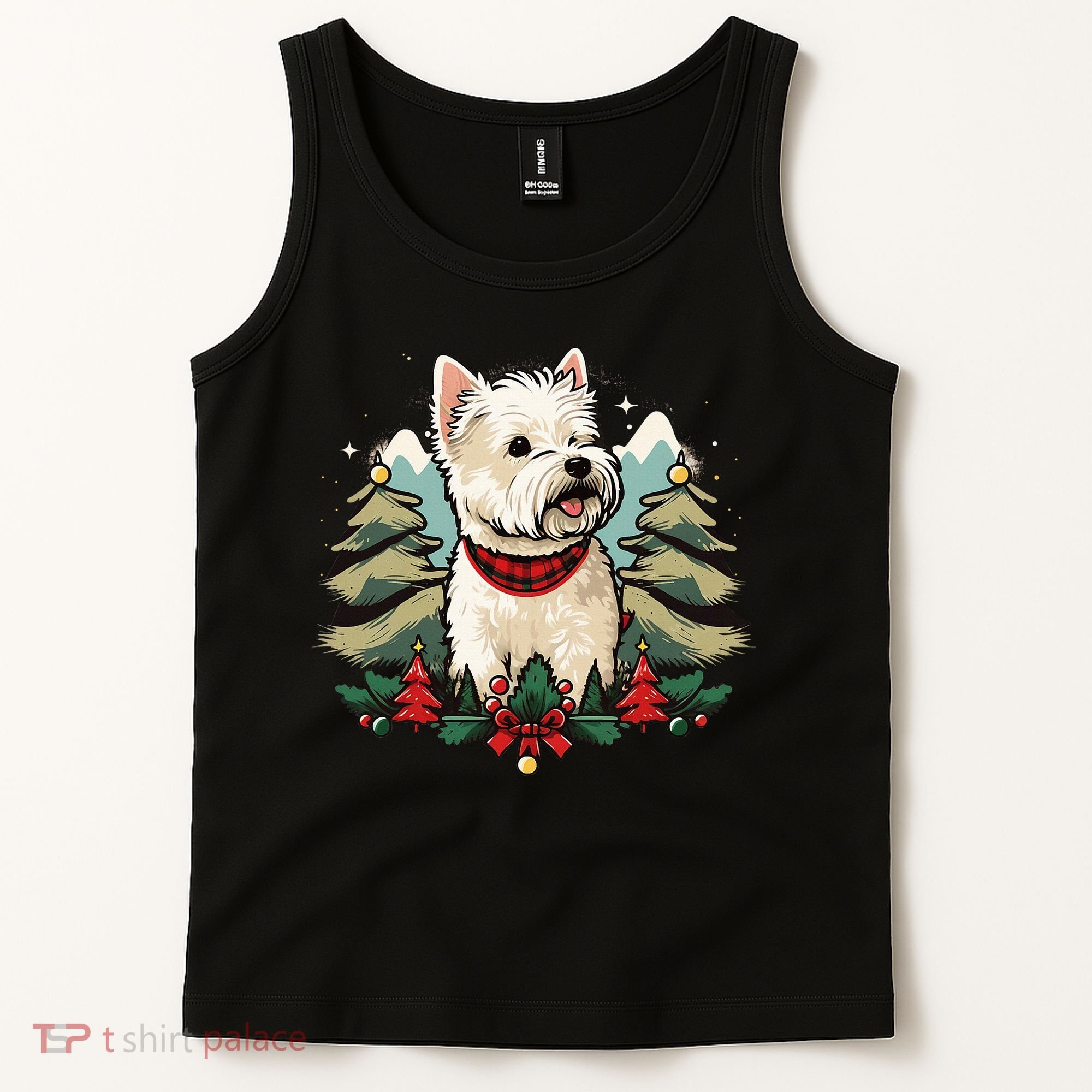 Xmas West Highland White Terrier Santa on Christmas Westie Tank Top