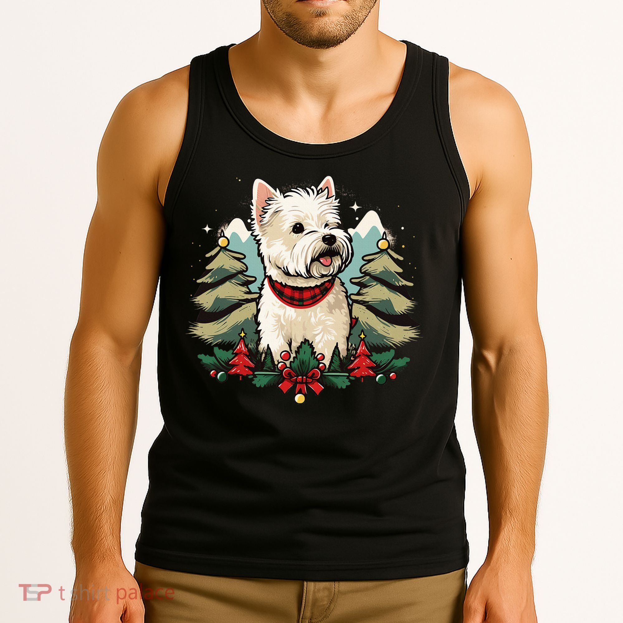 Xmas West Highland White Terrier Santa on Christmas Westie Tank Top