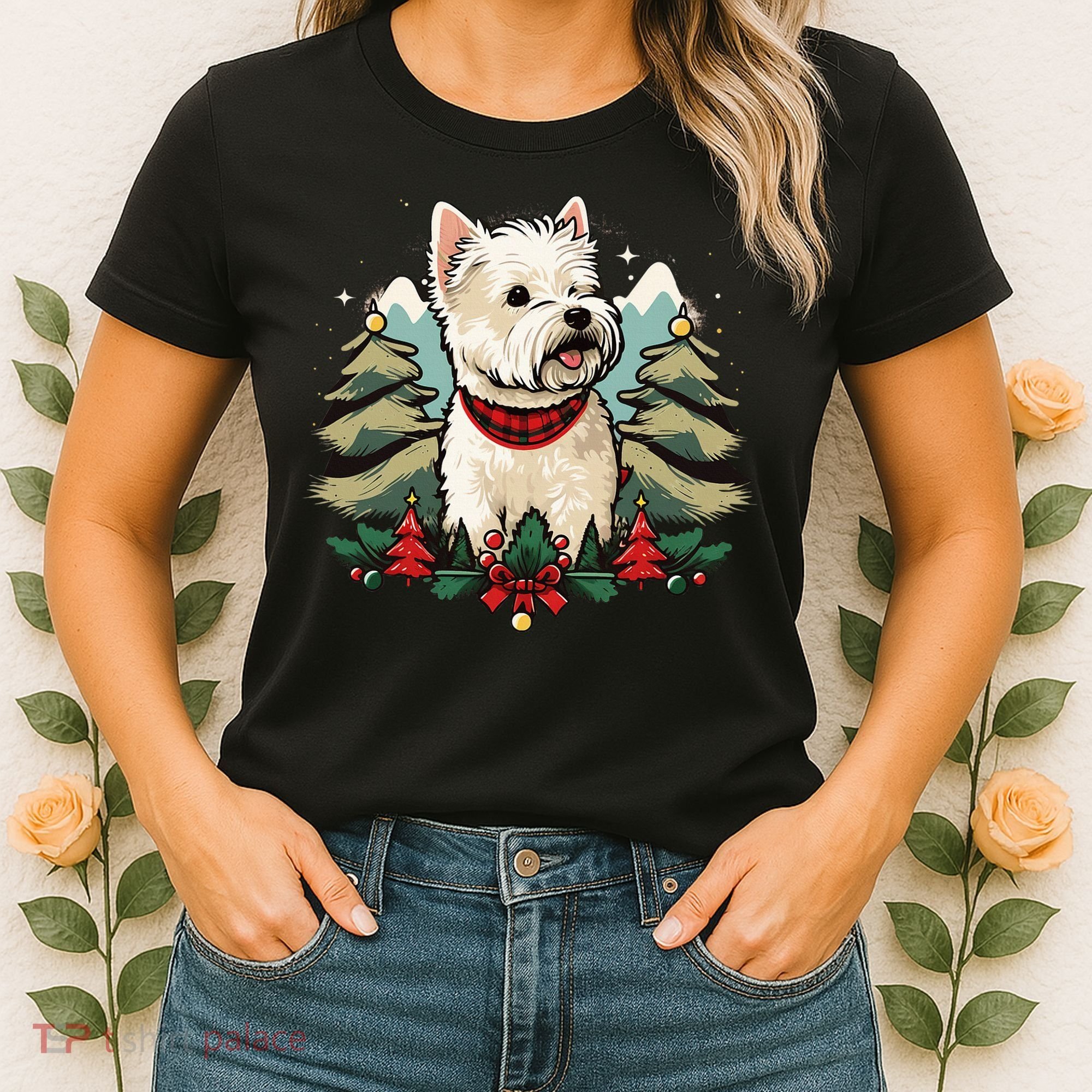 Xmas West Highland White Terrier Santa on Christmas Westie Women's T-Shirt