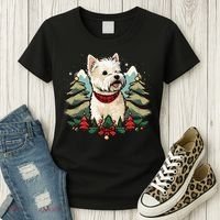 Xmas West Highland White Terrier Santa on Christmas Westie Women's T-Shirt thumb 3