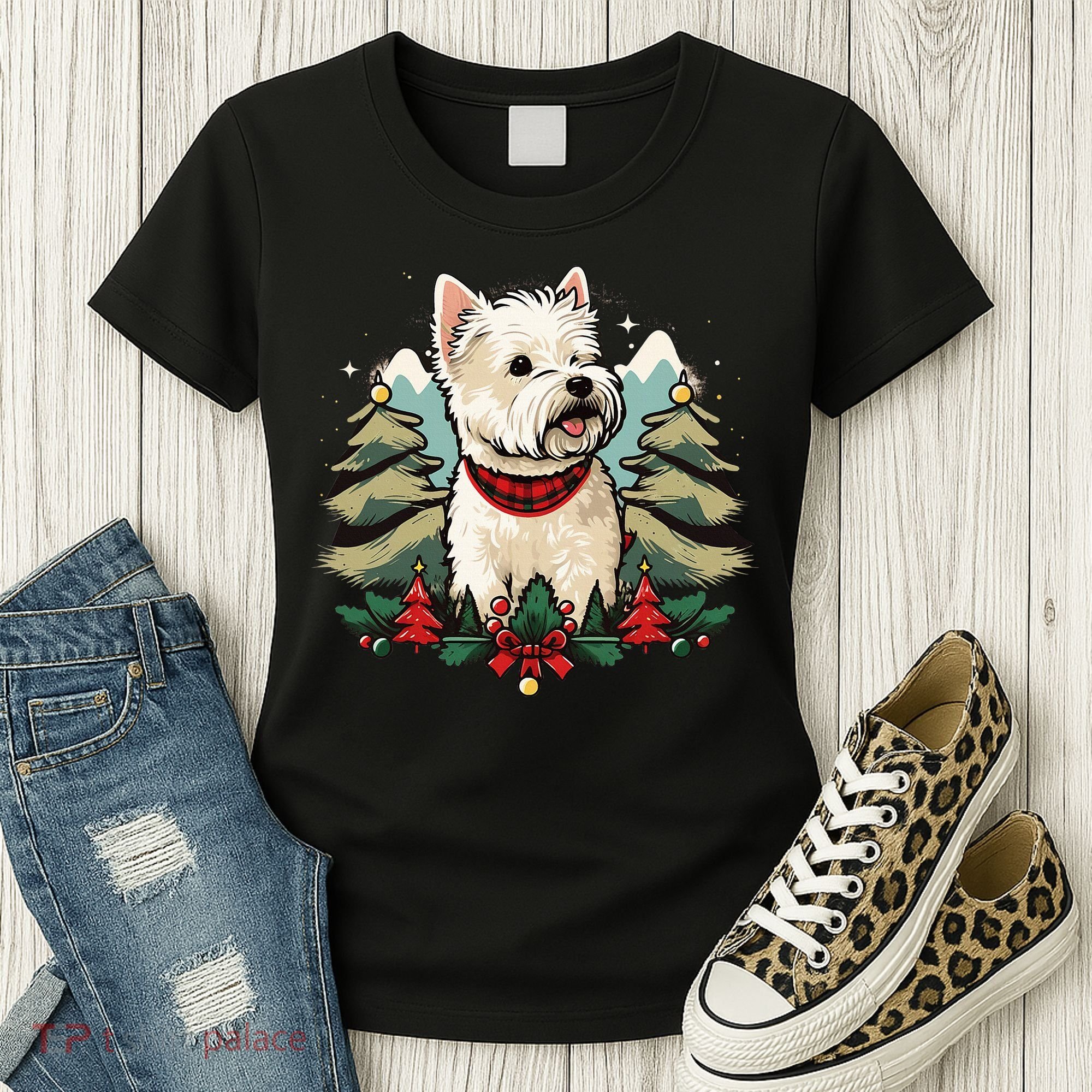Xmas West Highland White Terrier Santa on Christmas Westie Women's T-Shirt