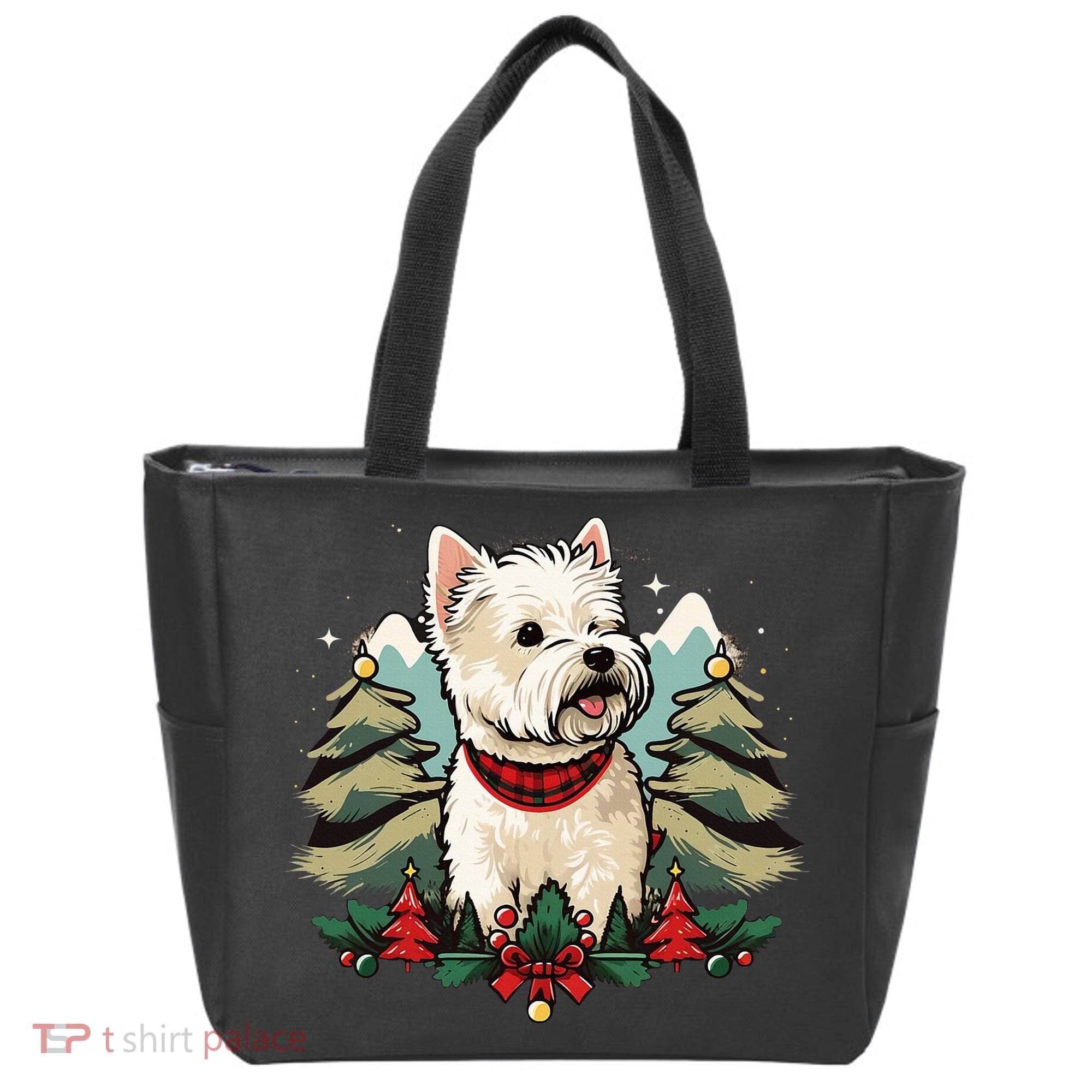 Xmas West Highland White Terrier Santa on Christmas Westie Tote Bag