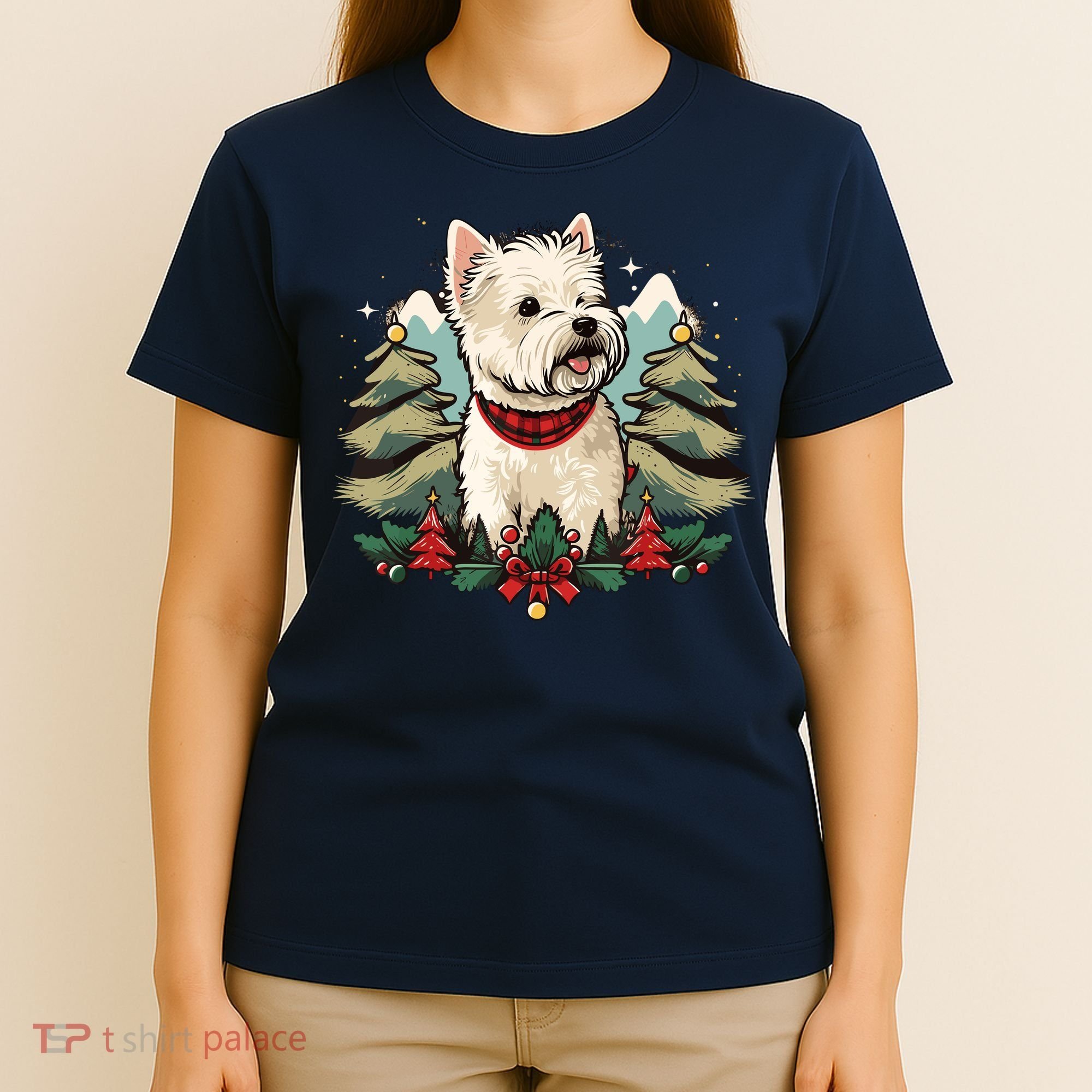 Xmas West Highland White Terrier Santa On Christmas Westie T-Shirt